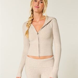 Hollister Gilly Hicks oatmeal Knit ZipUp Hoodie matching pants also listed